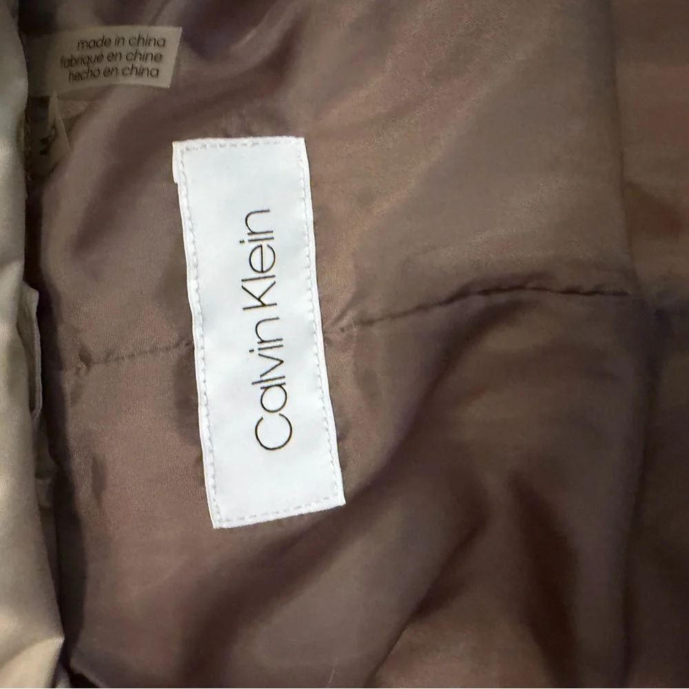 Calvin Klein Light Beige Puffer Coat with Faux Fur - Picture 5 of 7